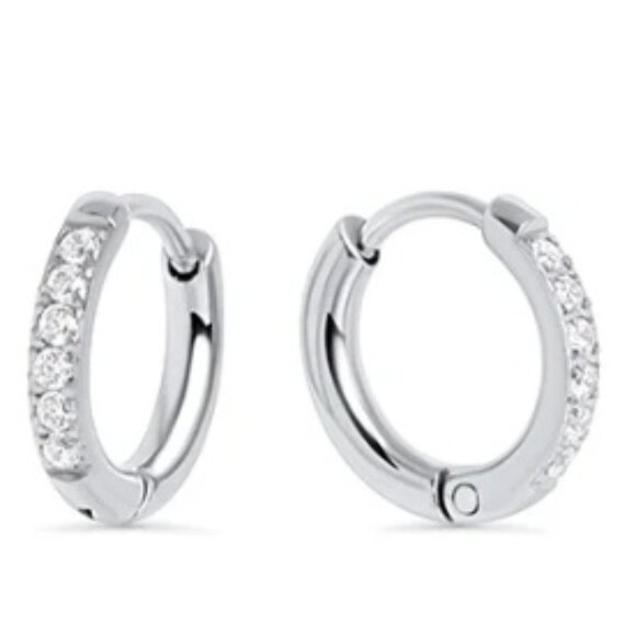 MIA - Mini Stacks Chic Huggie Earrings - 8mm - Stainless Steel - NWT - Picture 1 of 2
